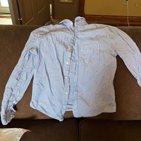 Mens S Blue Button up w/ Palm Trees - Picture 1 of 1